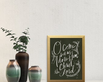 Instant Download Art Print - O Come Let Us Adore Him - Décor de Noel - 8x10