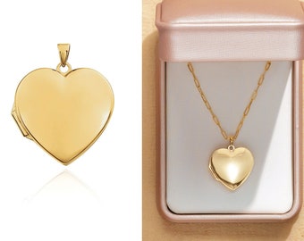 14K Solid Gold Heart Locket, Engravable Personalized Locket, Photo Locket, Picture Locket, Gift for Her