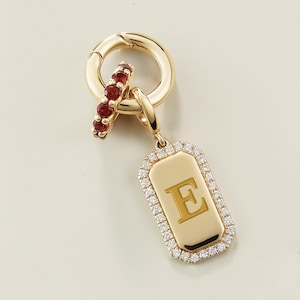 Adorno circular de oro macizo de 14 quilates para collares / Soporte para dijes de oro auténtico, clip para dijes, conector de cadena tipo clip de papel, cierre imagen 2