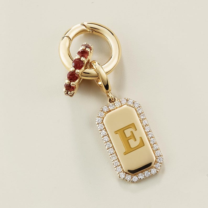 Adorno circular de oro macizo de 14 quilates para collares / Soporte para dijes de oro auténtico, clip para dijes, conector de cadena tipo clip de papel, cierre imagen 2