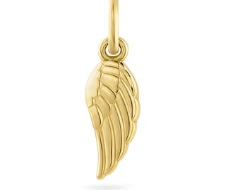 Angel Wing Charm 14K Solid Gold Guardian Angel Wing Pendant | Dainty Layering Minimalist Necklace for Women