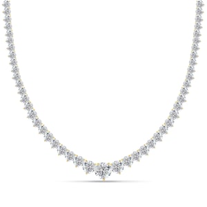 9 1/2 Ct Graduated Diamond Tennis Necklace 14K Solid Gold Lab Diamond Tennis Necklace Riviera Setting, Three Prong Setting, Gift for Her