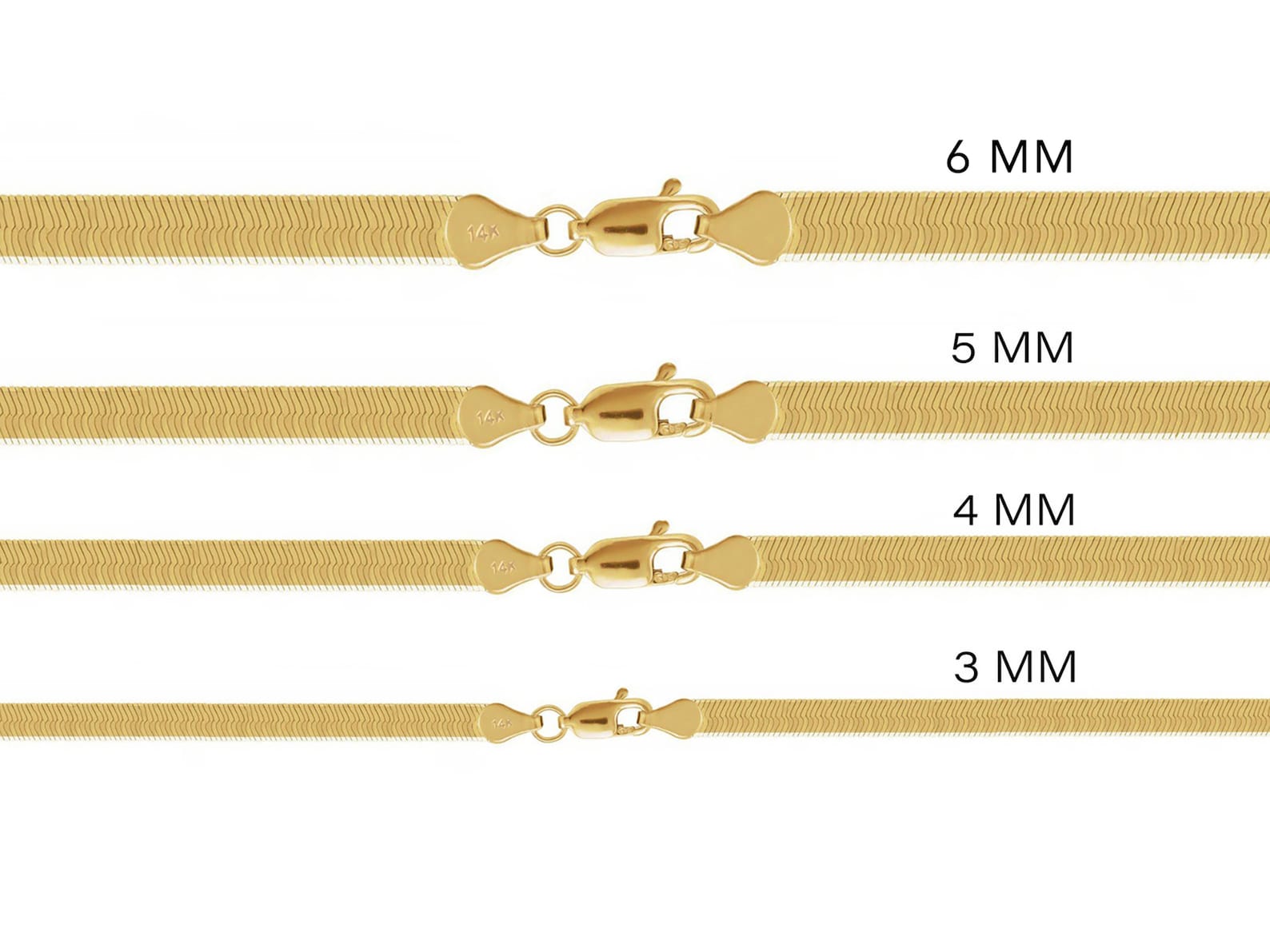 14K Solid Yellow Gold Herringbone Bracelet 3mm 4mm 5mm 6mm Etsy