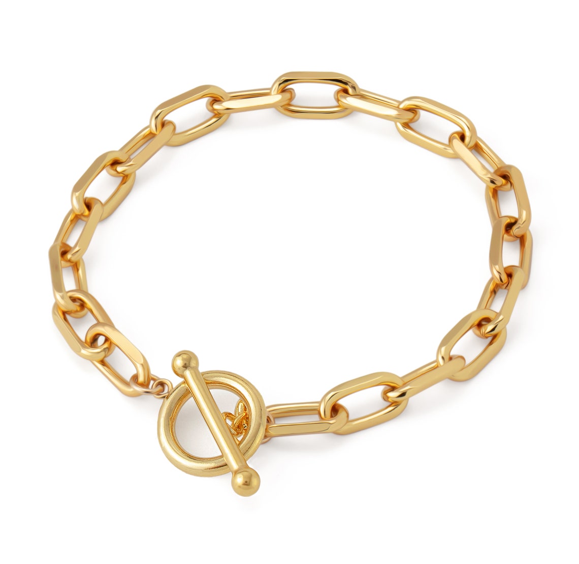 Toggle Bracelet 14K Gold Filled Paperclip Chain Bracelet Etsy