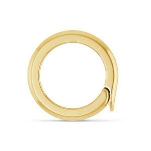 May include: A gold-colored, circular clasp with a hinged opening. The clasp is made of a shiny, metallic material and is designed to secure items. The design is simple and modern, with a focus on functionality and aesthetics.