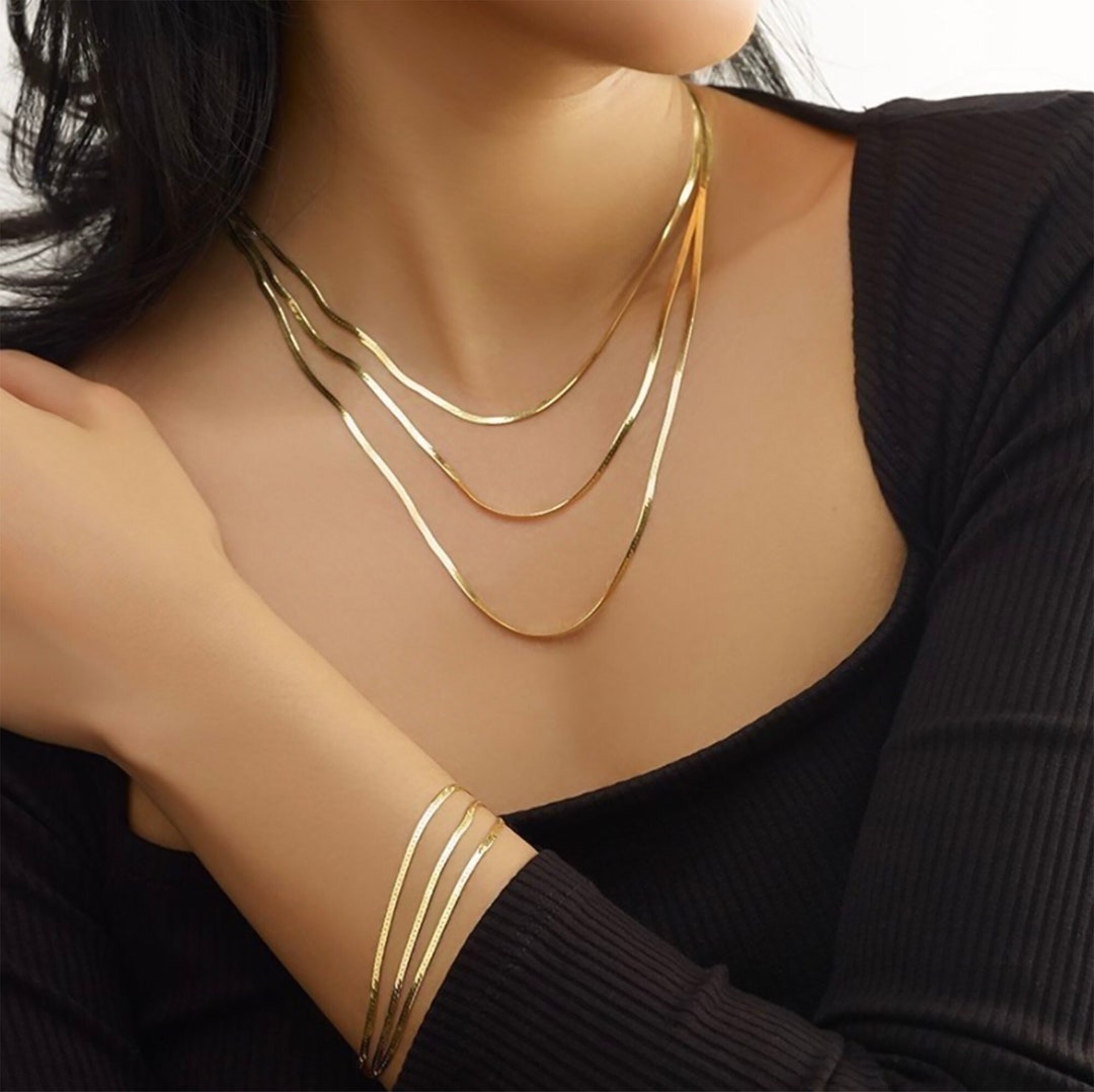 Layered herringbone necklace Outlet