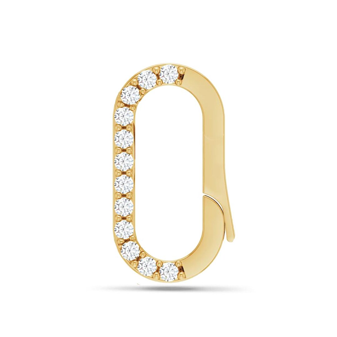 14K Gold Diamond Charm Enhancer for Paperclip Necklaces Charm Connector ...