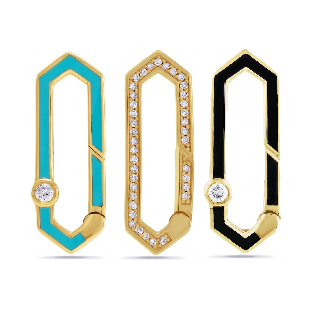 Diamond Hexagonal Charm Clip 14k Solid Gold Charm Enhancer for ...