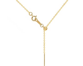 ADJUSTABLE Gold Chain | 14k Solid Gold Cable Chain ADJUSTABLE up to 22&quot; | Adjustable Threader  Rolo Chain | Gold Filled & Sterling Silver