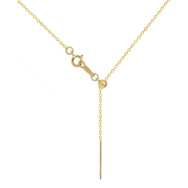 ADJUSTABLE Gold Chain | 14k Solid Gold Cable Chain ADJUSTABLE up to 22" | Adjustable Threader  Rolo Chain | Gold Filled & Sterling Silver