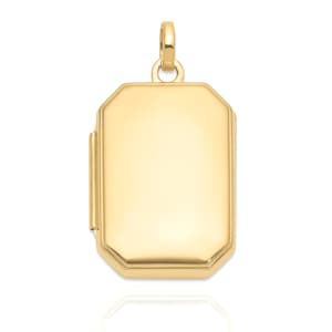 14K Solid Gold Rectangular Engravable Locket | 14k Yellow, White Gold Locket Personalized Gifts | Picture Locket, Gift for Her