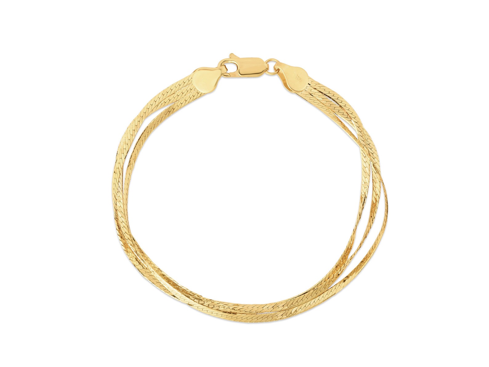 Layered Herringbone Necklace 14K Solid Gold 14K Gold Etsy