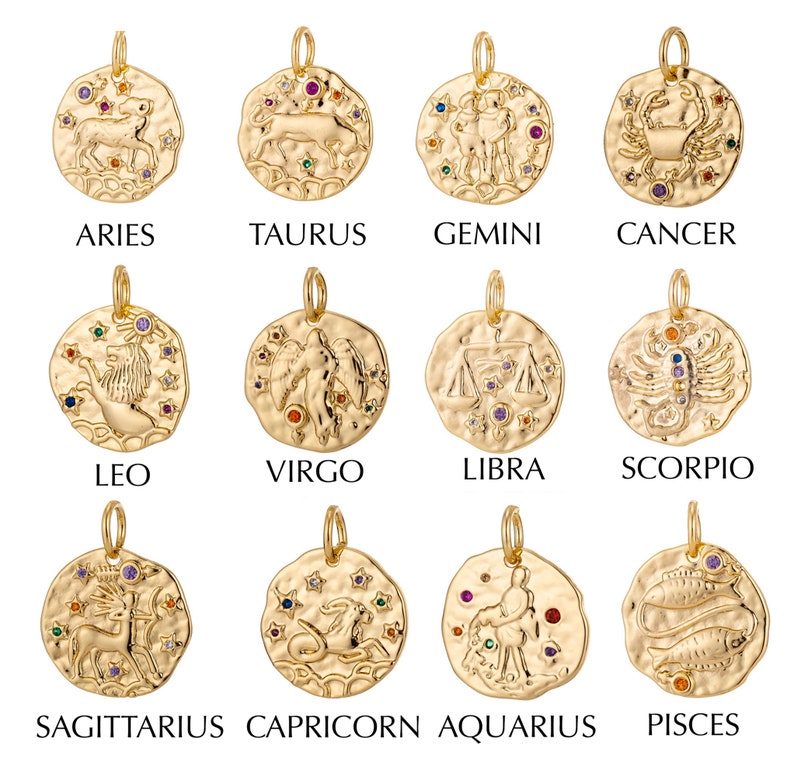 Celestial Jewelry Gold Filled Zodiac Necklace Zodiac Coin Etsy