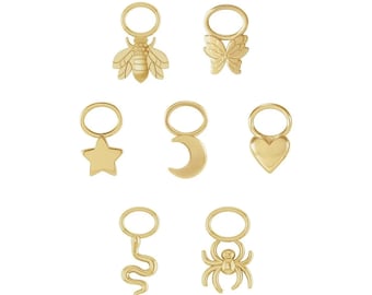 HOOP Charms 14k Gold | Huggie Hoop Charms | Dangle Charm for Earrings, Bracelet, Necklace