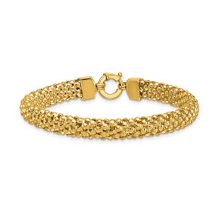 Popcorn Mesh Bracelet  14K Yellow Gold | Gold Link Bracelet for Women| Statement Bracelet | Gift for Her