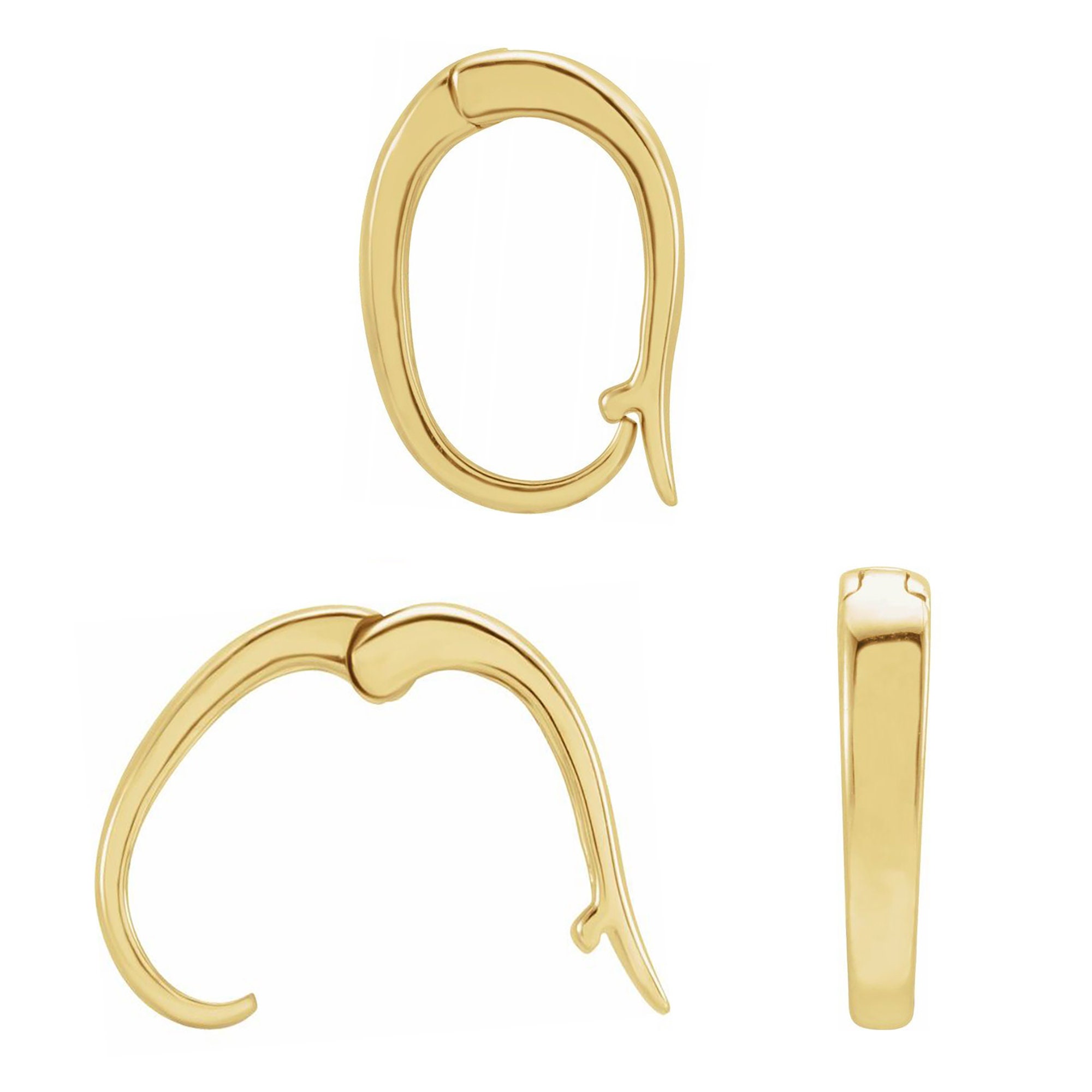 Oval Charm Clip 14K 18K Solid Gold Charm Enhancer Hinged Bail Etsy