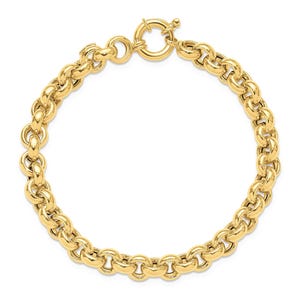 14k Gold Rolo Chain Bracelet 6.8 mm Thick 7.5&quot; Inch Gold Rolo Bracelet for Women |  Layering Bracelet | Gift for Her