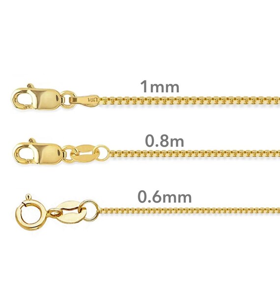 14k Yellow Gold Box Chain, 14 16 18 20 22 24 26 28 30  Lengths, 1mm - Other Styles, Lengths and Karats Available in Our Shop - LS7316 - Ireland