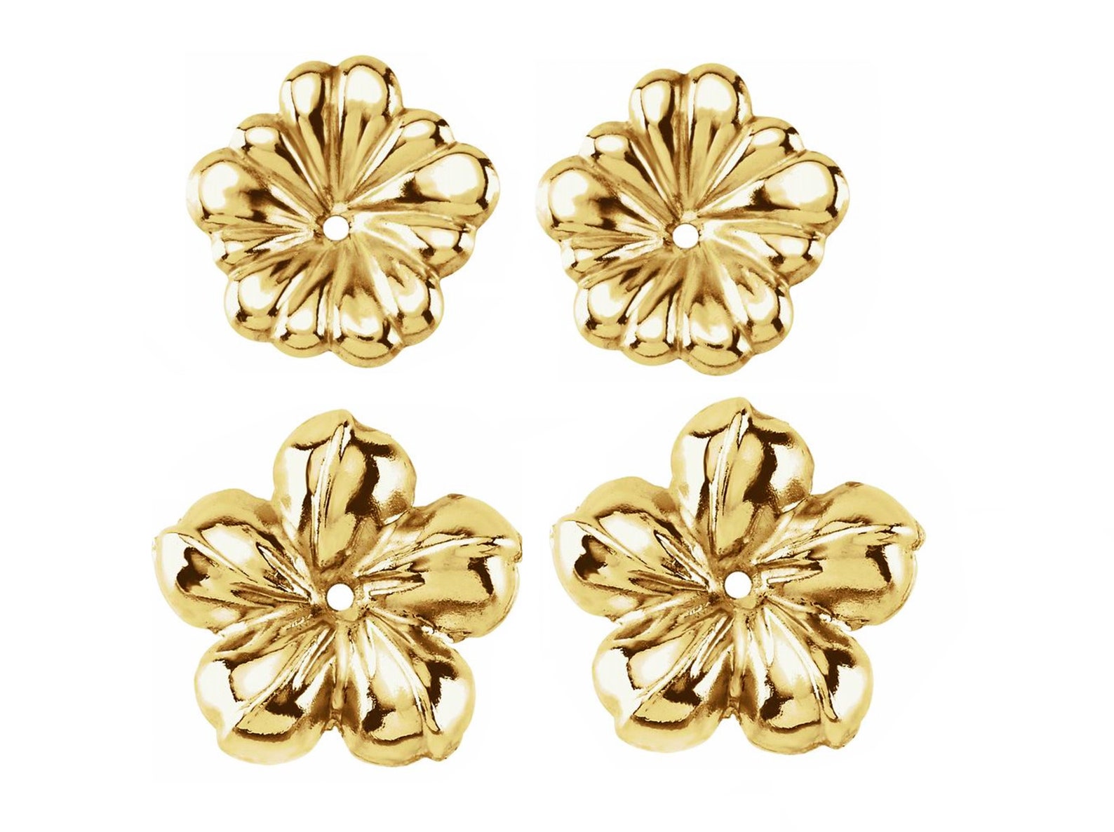 14K Gold Earring Floral Jackets Hibiscus Earring Jacket Etsy