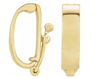 14K Gold Charm Enhancer Lock | Charm Connector Hinged Bail | Real Gold Charm Holder, Clip Clasp | Link Paperclip Chain Connector
