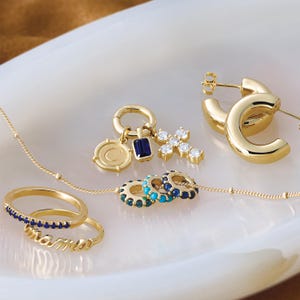 Adorno circular de oro macizo de 14 quilates para collares / Soporte para dijes de oro auténtico, clip para dijes, conector de cadena tipo clip de papel, cierre imagen 5