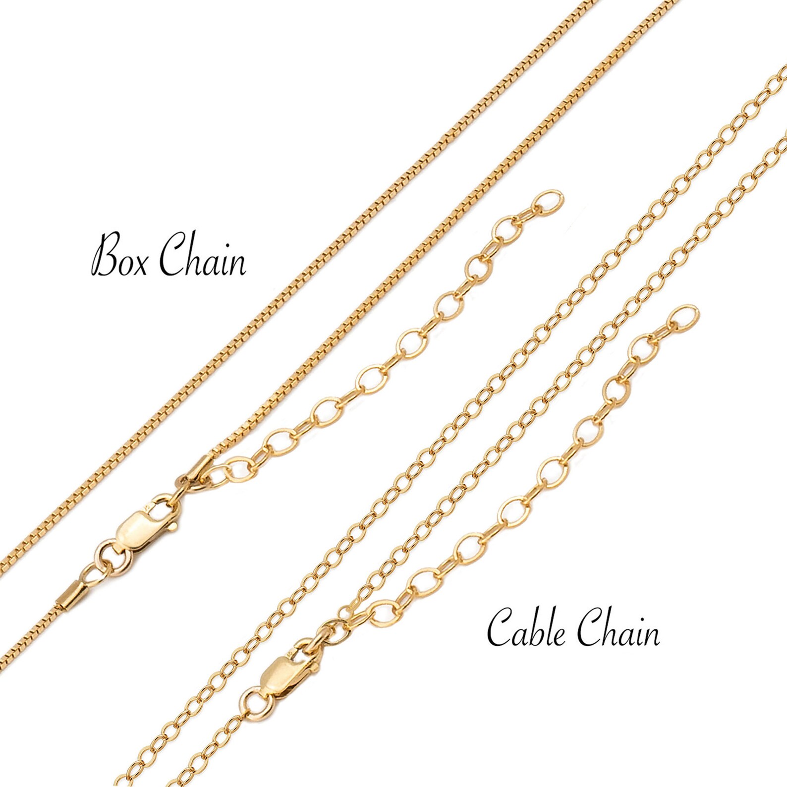 14k Gold Filled Chain Necklace Box Cable Beaded Rolo Etsy