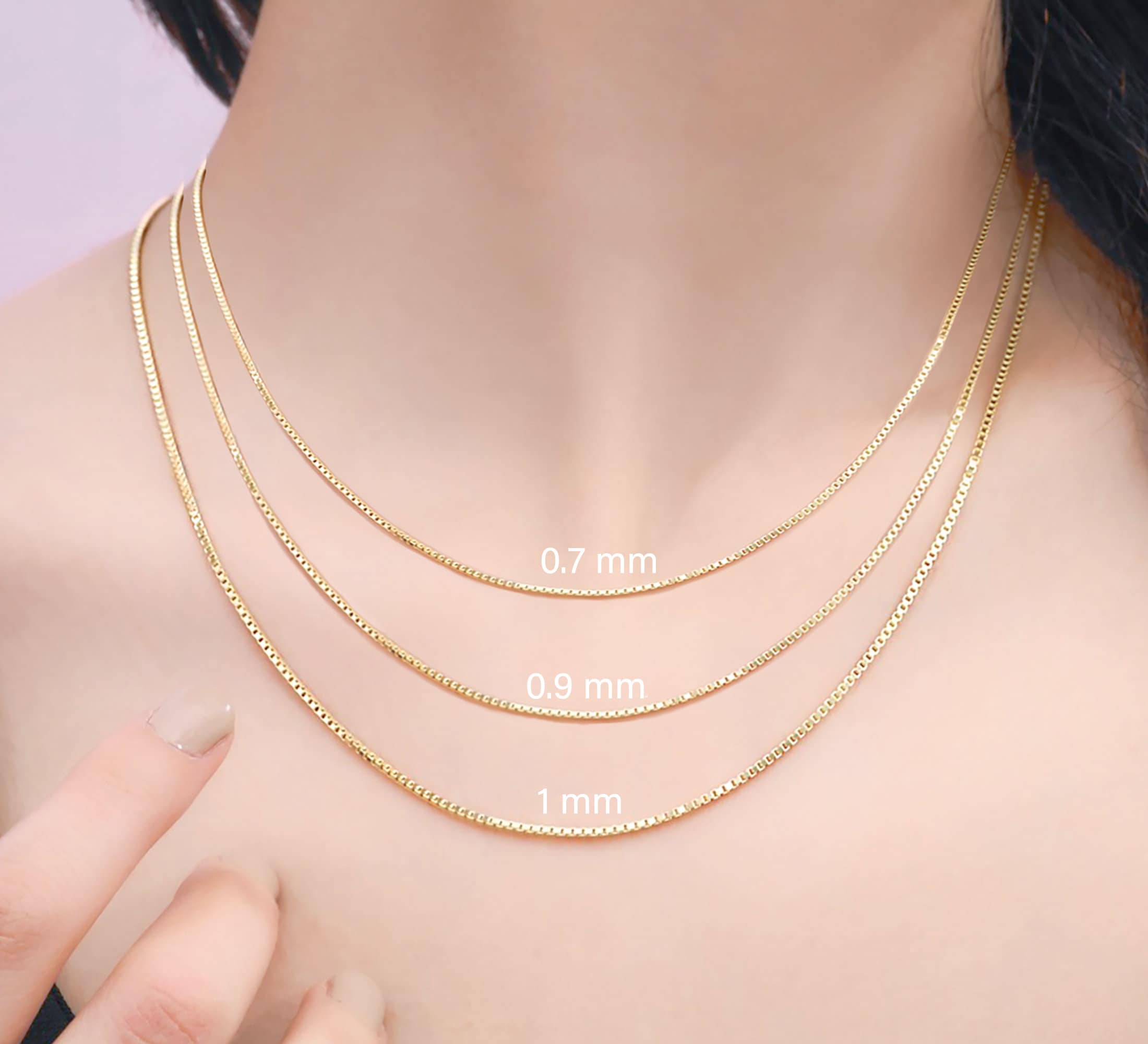 Solid 14K Yellow Gold Box Chain Necklace 16 18 Etsy