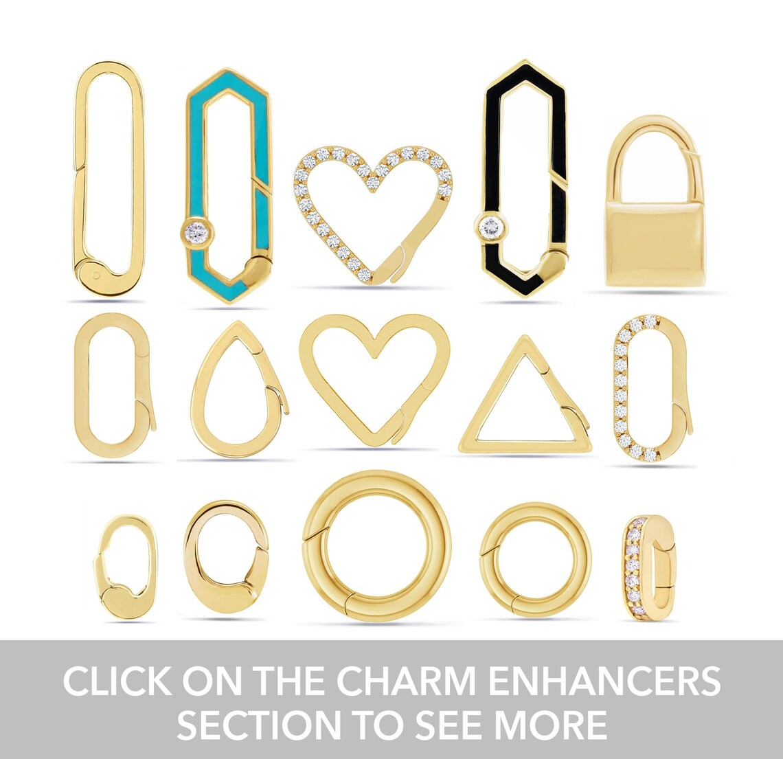 14K Yellow Gold Charm Enhancer for Necklaces | Real Gold Charm Holder ...
