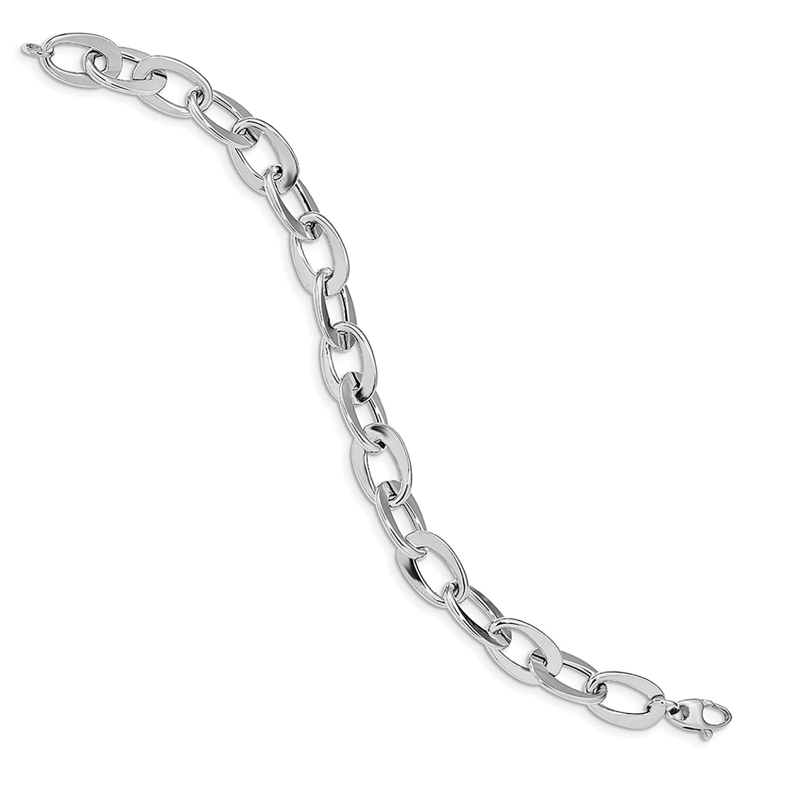 14K White Gold Link Bracelet 8 Inch 14k Chunky Chain Etsy