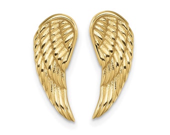 14k Gold Angel Wings Stud Earrings, 14k Solid Gold Wing Earrings, Minimalist Dainty Earrings, Gift for Her