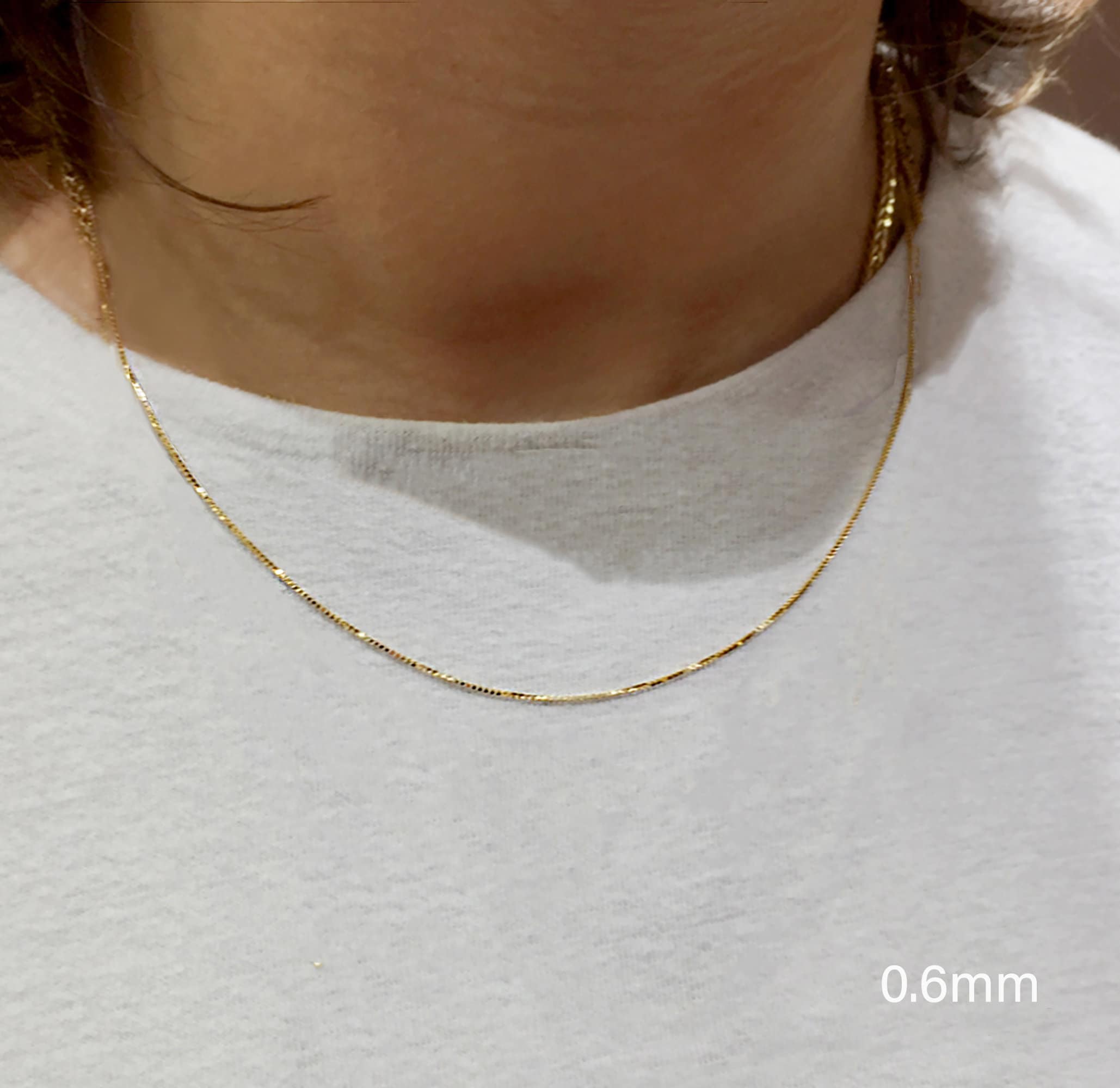 Solid 14K Yellow Gold Box Chain Necklace 16 18 Etsy