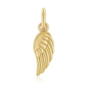 Angel Wing Charm 14K Solid Gold Guardian Angel Wing Pendant | Dainty Layering Minimalist Necklace for Women