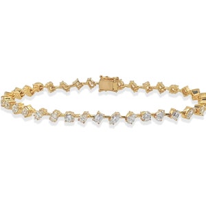 Diamond Bracelet 14K Solid Gold Multi Shape Diamond Tennis Bracelet | Luxury Bracelet | Statement Layering Stackable Bracelet For Women