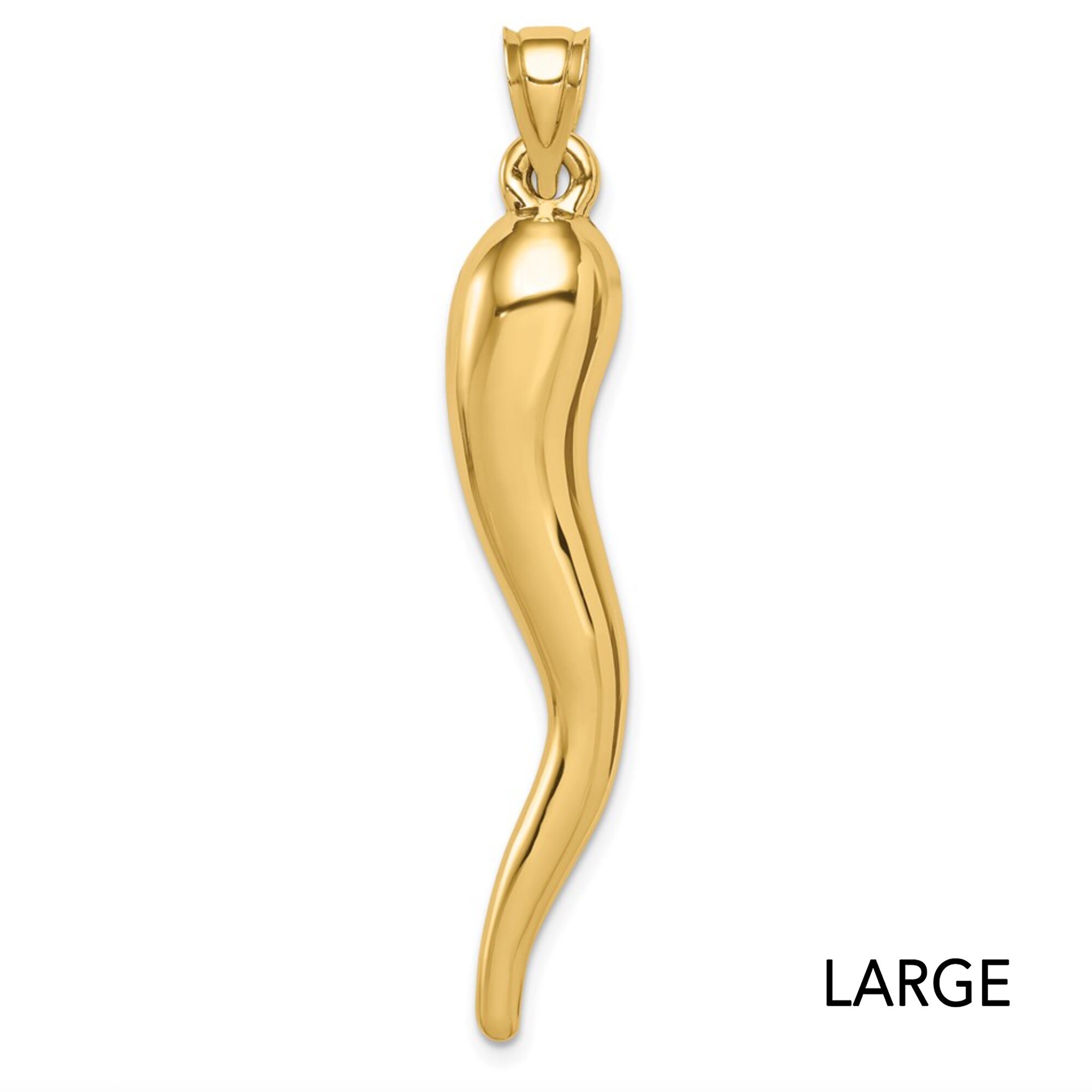 Italian Horn Charm Pendant 14K Yellow Gold Cornicello 3 Etsy
