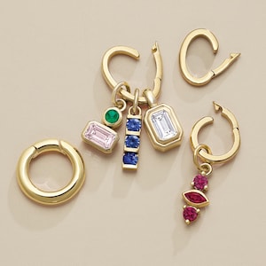 Adorno circular de oro macizo de 14 quilates para collares / Soporte para dijes de oro auténtico, clip para dijes, conector de cadena tipo clip de papel, cierre imagen 4