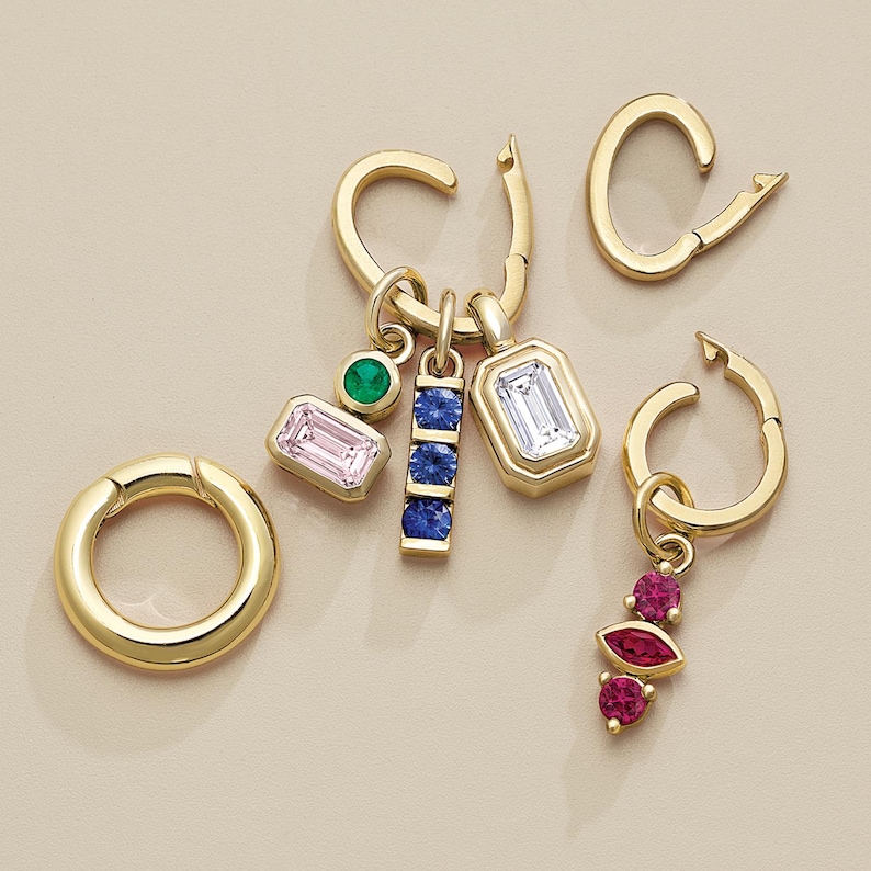 Adorno circular de oro macizo de 14 quilates para collares / Soporte para dijes de oro auténtico, clip para dijes, conector de cadena tipo clip de papel, cierre imagen 4