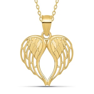Angel Wings Necklace 14K Solid Gold Guardian Angel Necklace | Dainty Layering Minimalist Necklace for Women, Gift for Her