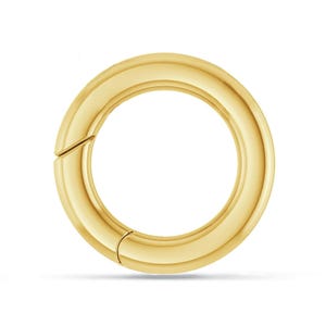14K Gold Circular Charm Enhancer For Necklaces | Real Gold Charm Holder, Pendant Enhancer, Charm Clip | Link Paperclip Chain Connector Clasp