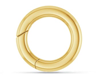 14K SOLID Gold Circular Charm Enhancer For Necklaces | Real Gold Charm Holder, Charm Clip Link Paperclip Chain Connector Clasp