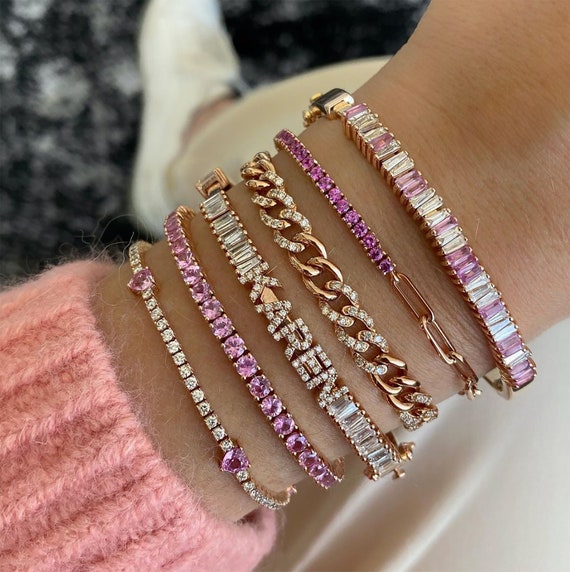 Pink sapphire bangle best sale bracelet