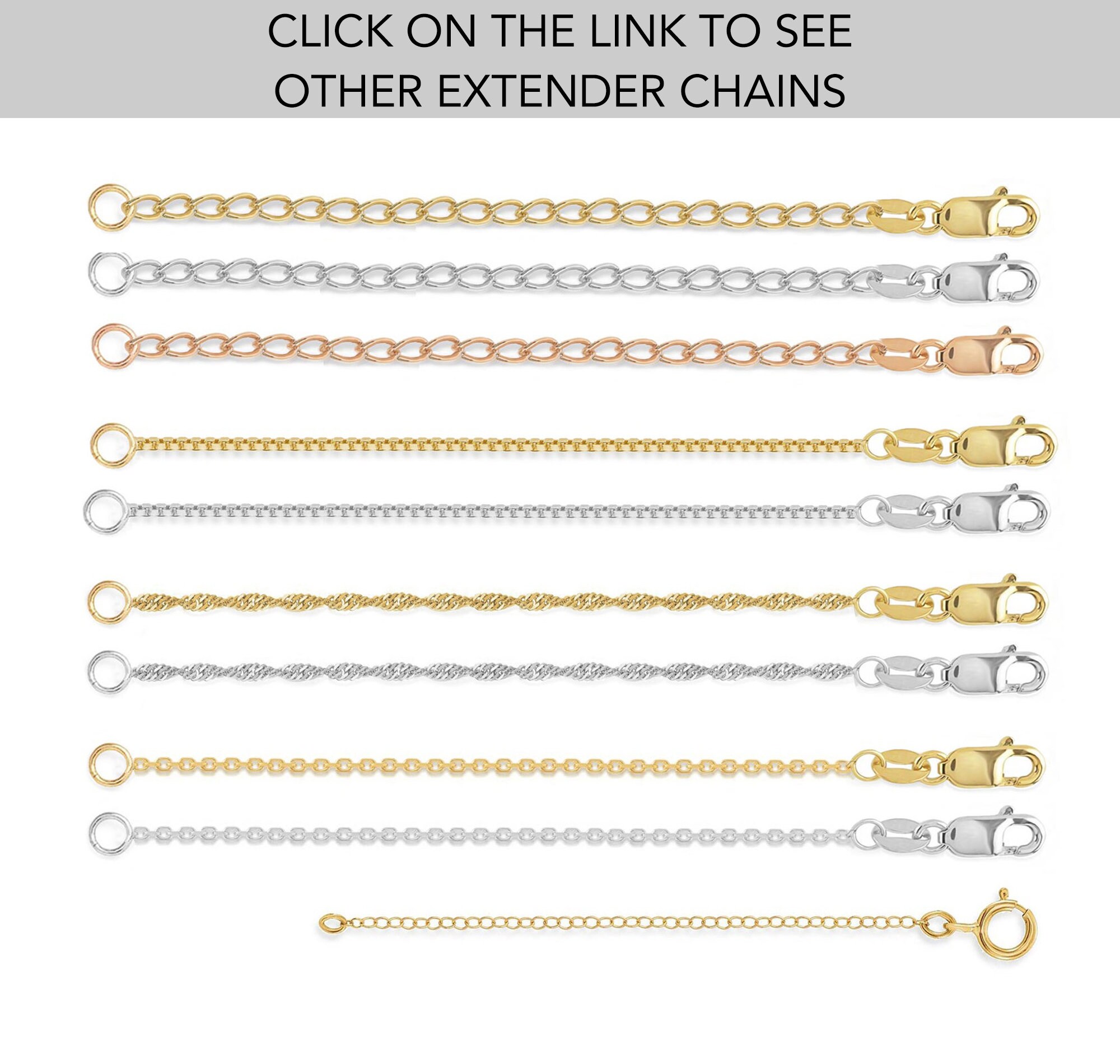 14K Solid Gold Box Chain Extender / Gold Extension Chain / Etsy