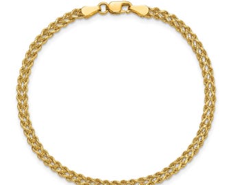 10k Solid Yellow Gold Diamond Cut Rope Chain Bracelet – 7 Inches, 1.5 Grams – RCI