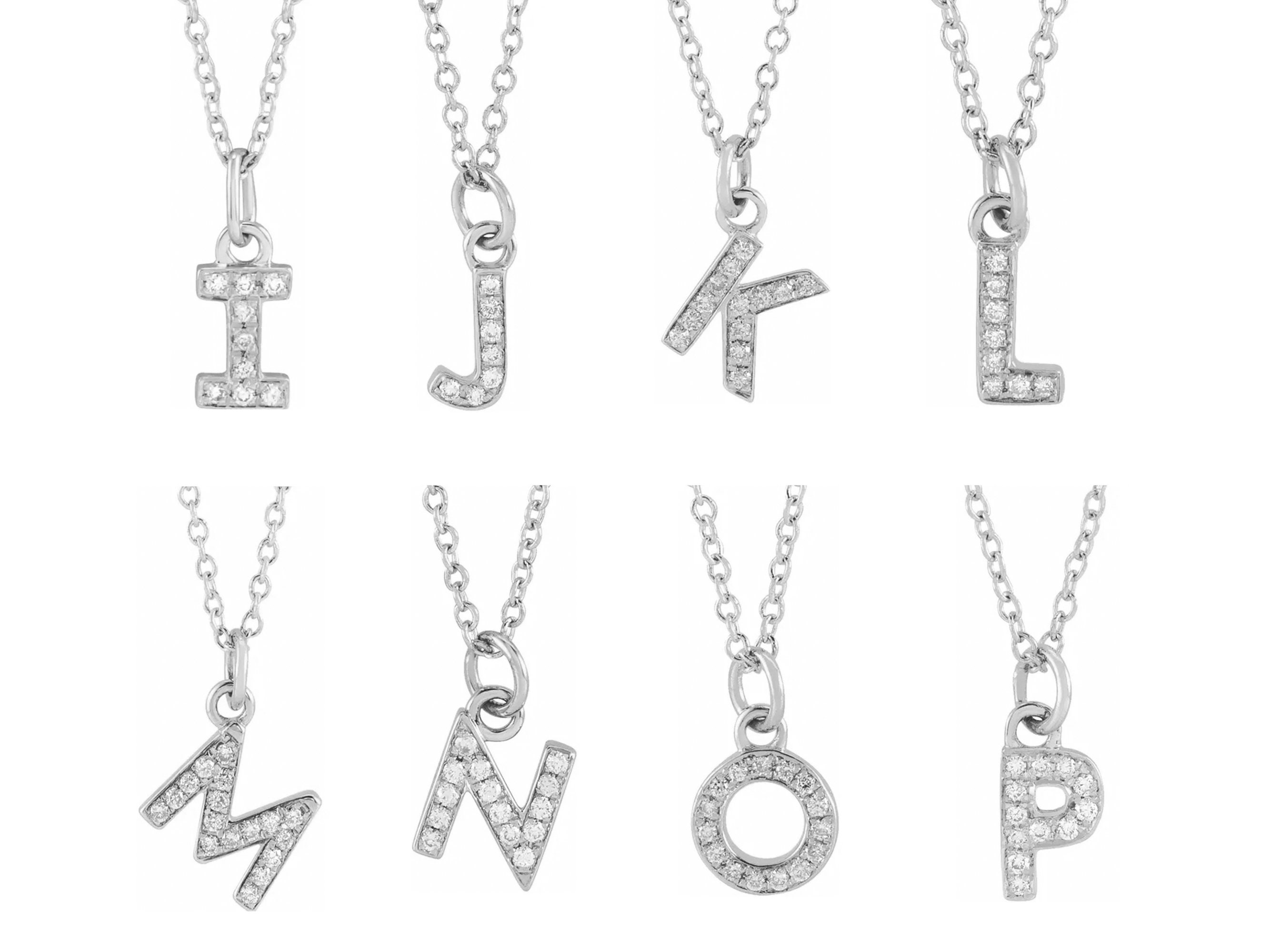 Diamond Initial Necklace 14k White Gold / Double Initial Etsy