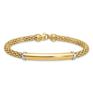 14K Gold Popcorn Mesh Slip-On Stretch Bracelet for Women Two Tone Gold Mesh Bracelet | Stacking Bracelet | Gift for Her