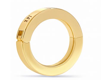 14K Gold Circular Charm Enhancer For Necklaces | Real Gold Charm Holder, Pendant Enhancer, Charm Clip | Link Paperclip Chain Connector Clasp