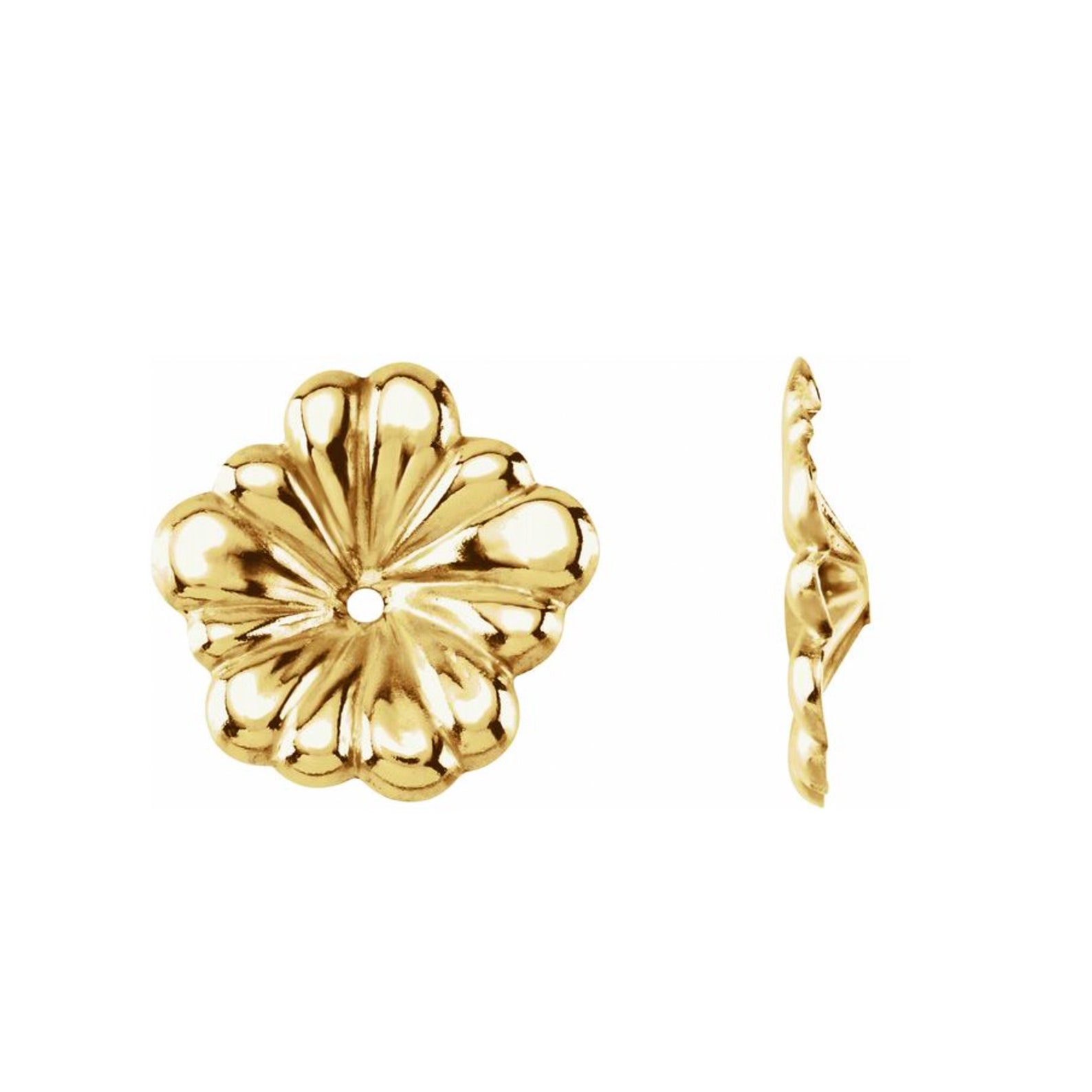 14K Gold Earring Floral Jackets Hibiscus Earring Jacket Etsy