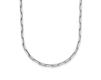 Platinum Knife Edge Solid Paperclip Chain Necklace 2.3mm Thick 16" to 24" Luxury PT950 Platinum Necklace for Women Men, Hypoallergenic