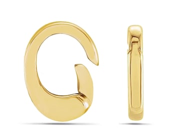 14K Yellow Gold Charm Enhancer For Necklaces | Real Gold Charm Holder, Pendant Enhancer, Charm Clip Link Paperclip Chain Connector Clasp