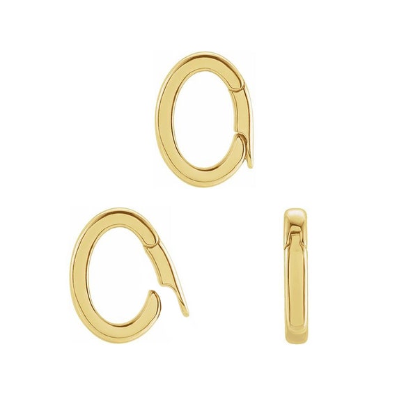 Oval Charm Clip 14K 18K Solid Gold Charm Enhancer Hinged Bail Etsy