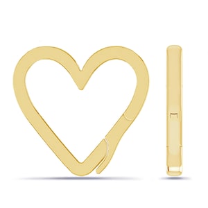 14K Yellow Gold Heart Charm Enhancer For Necklaces | Real Gold Charm Holder, Charm Clip | Link Paperclip Chain Connector Clasp